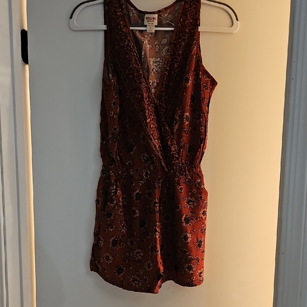 Mossimo Rust Colored Sunflower Shorts Romper